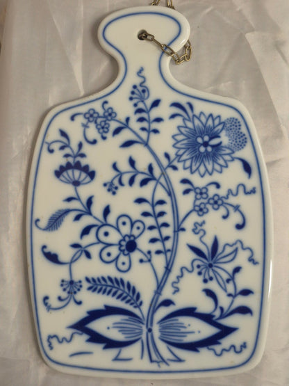 Porzellan Schneidebrett Zwiebelmuster Blau Weiß Wanddeko Vintage Küchendeko