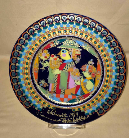 Rosenthal - Björn Wiinblad Weihnachtsteller 1974 Porzellan Sammlerteller  Handge