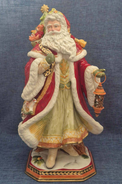 Fitz and Floyd Damask Holiday Weihnachtsmann Figur Porzellan groß Santa
