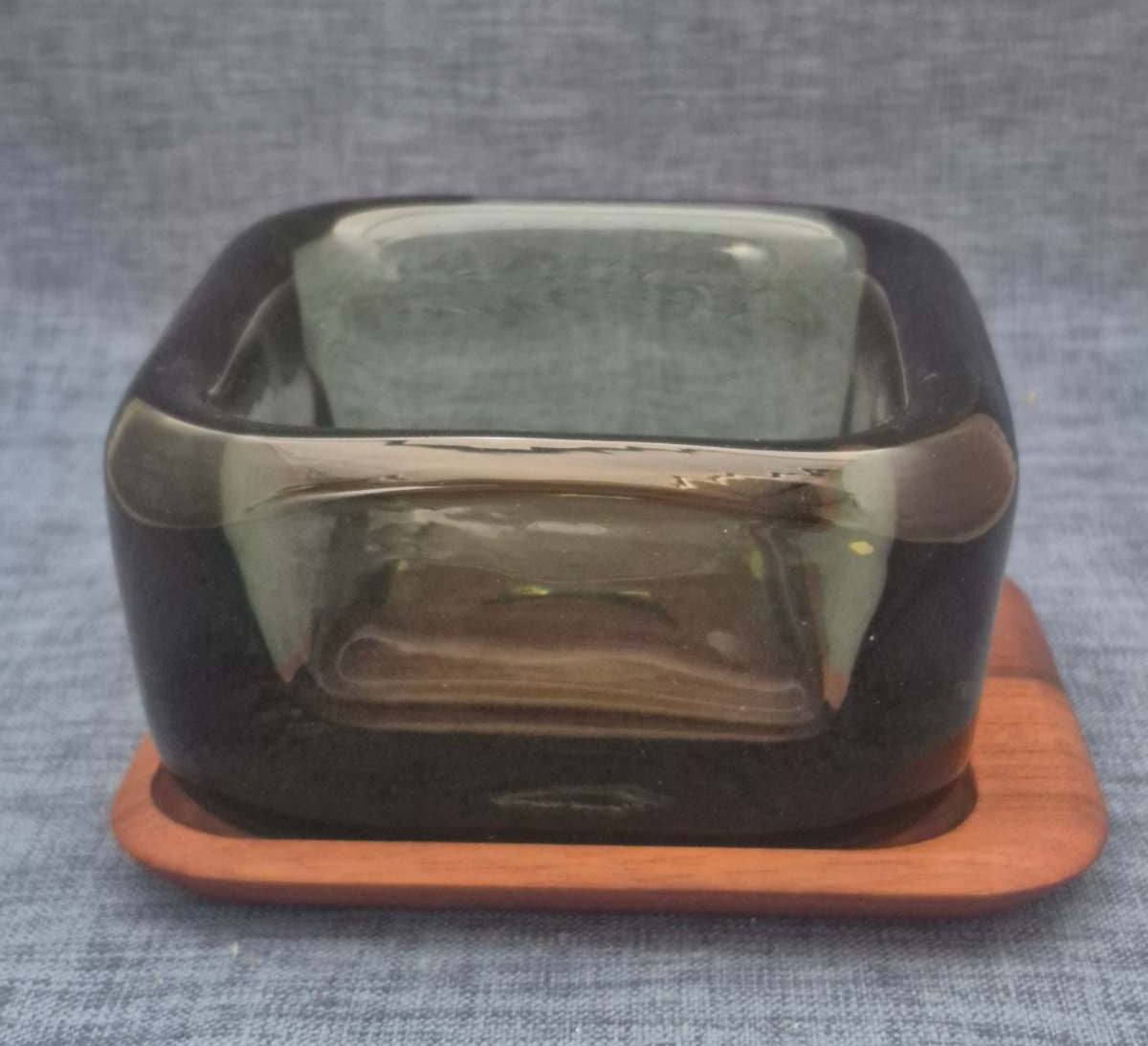 Kosta Boda - Rauchglas Schale - Aschenbecher - 60/70er - 14x14x7,5 cm