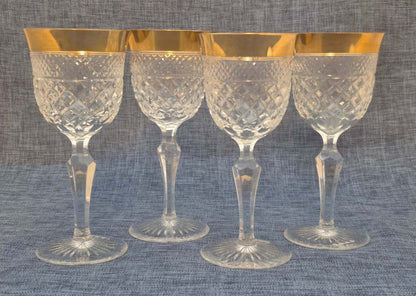 Josephinen Hütte, Serie: Ernestine, 4 Weingläser, 24 Karat Golddekor