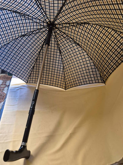 Weinberger Gehstock Regenschirm 2in1 Schirmstock Karomuster Mod. 640