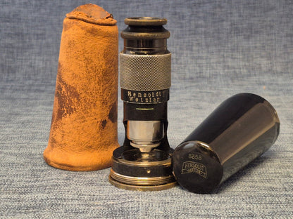 Hensoldt Wetzlar Taschenmikroskop Refraktometer D.R.P. Antik Nr.8358 Ledertasche