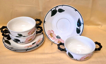 Villeroy & Boch "Wild-Rose" Suppentasse mit Untertasse 3er Set Handmalerei