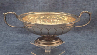 Antike versilberte Fußschale Henkelschale Reliefdekor Jugendstil Obstschale