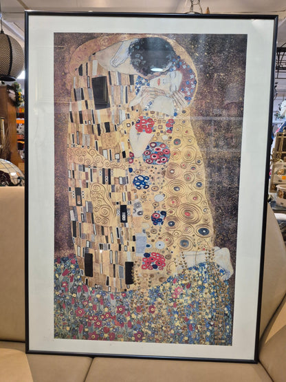 Gustav Klimt Der Kuss gerahmter Kunstdruck Poster Jugendstil schwarz Rahmen