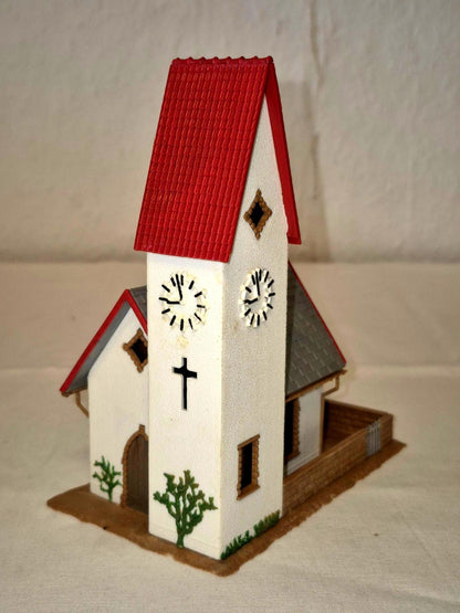 Faller B 326 Modellbahn Kirche Gebäude fertig gebaut Spur H0 Landkirche mit Turm