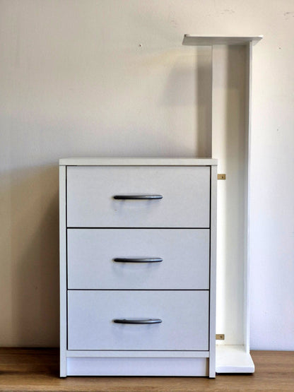 Weiße Kommode 3 Schubladen mit Hochregal Beistellregal Schlafzimmer modern
