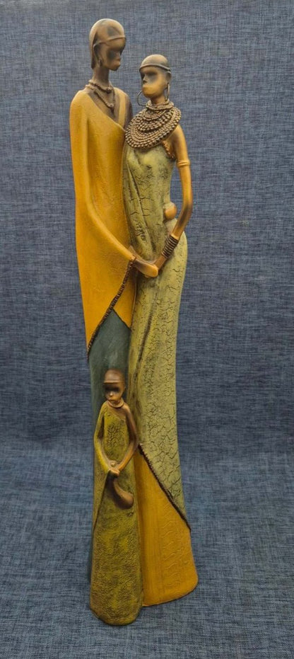 Afrikanische Massai Figurengruppe Skulptur Paar mit Kind Deko  Afrika ca 62 cm