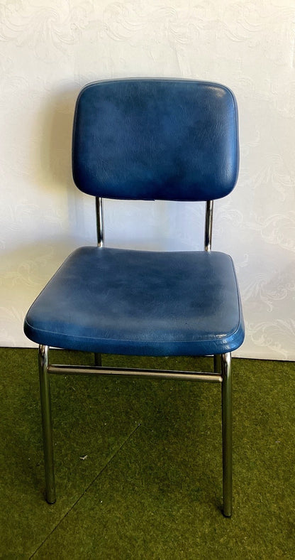 Mayer Vintage Stuhl Chrom Kunstleder Blau Küchenstuhl Retro 60er 70er