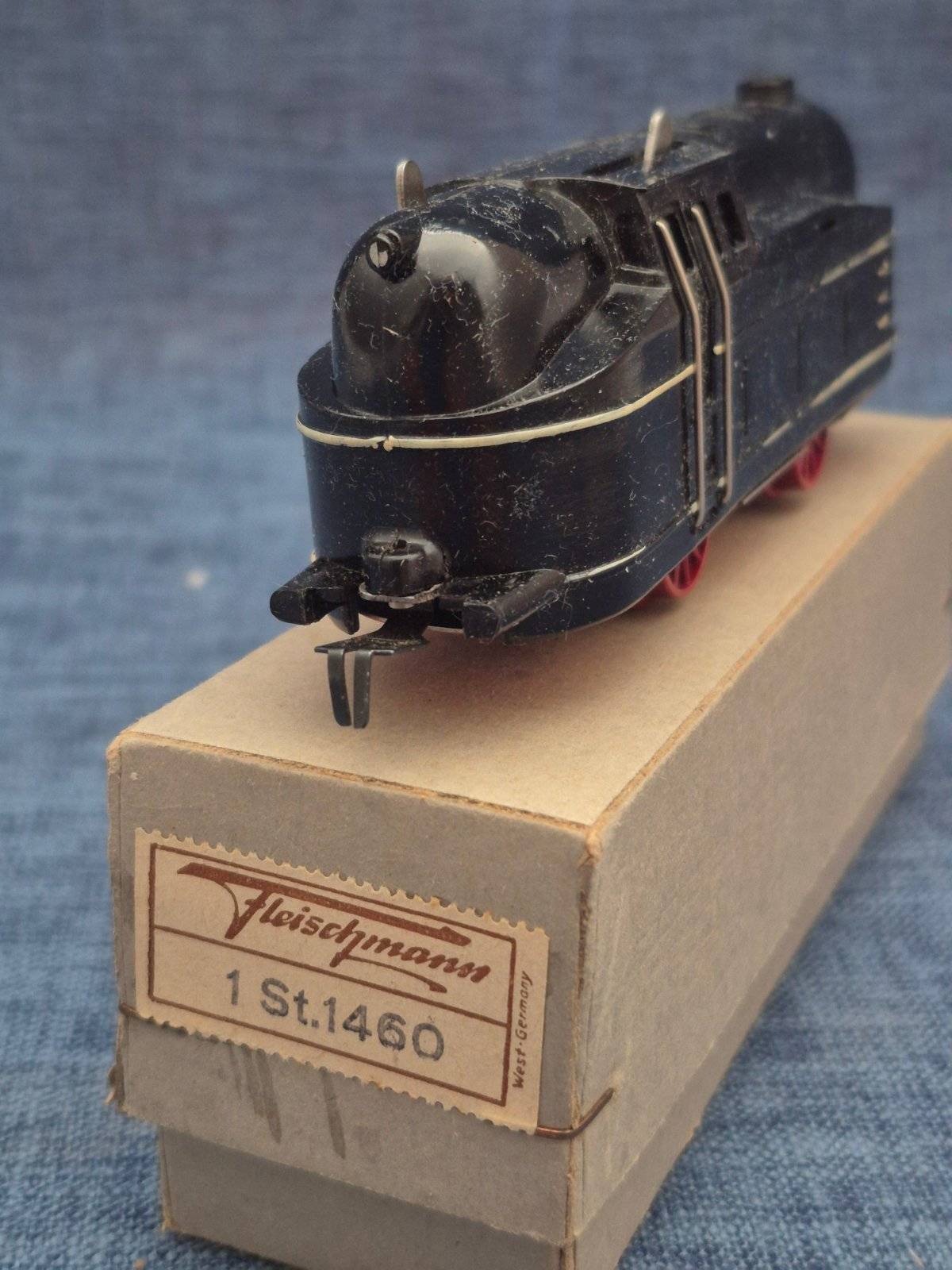 Fleischmann Lok 1 St.1460 Spur 0 Made in US-Zone Germany OVP 50er Uhrwerkantrieb