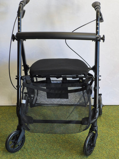 Mobility Plus+ Rollator 4-Rad faltbar Sitz Einkaufstasche Handbremse schwarz neu