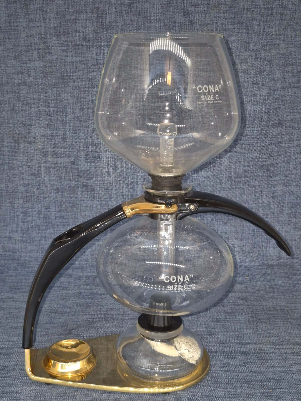 CONA Size C Siphon Vakuum Kaffeemaschine Glas Messing Vintage West Germany