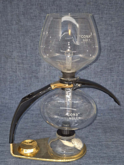 CONA Size C Siphon Vakuum Kaffeemaschine Glas Messing Vintage West Germany