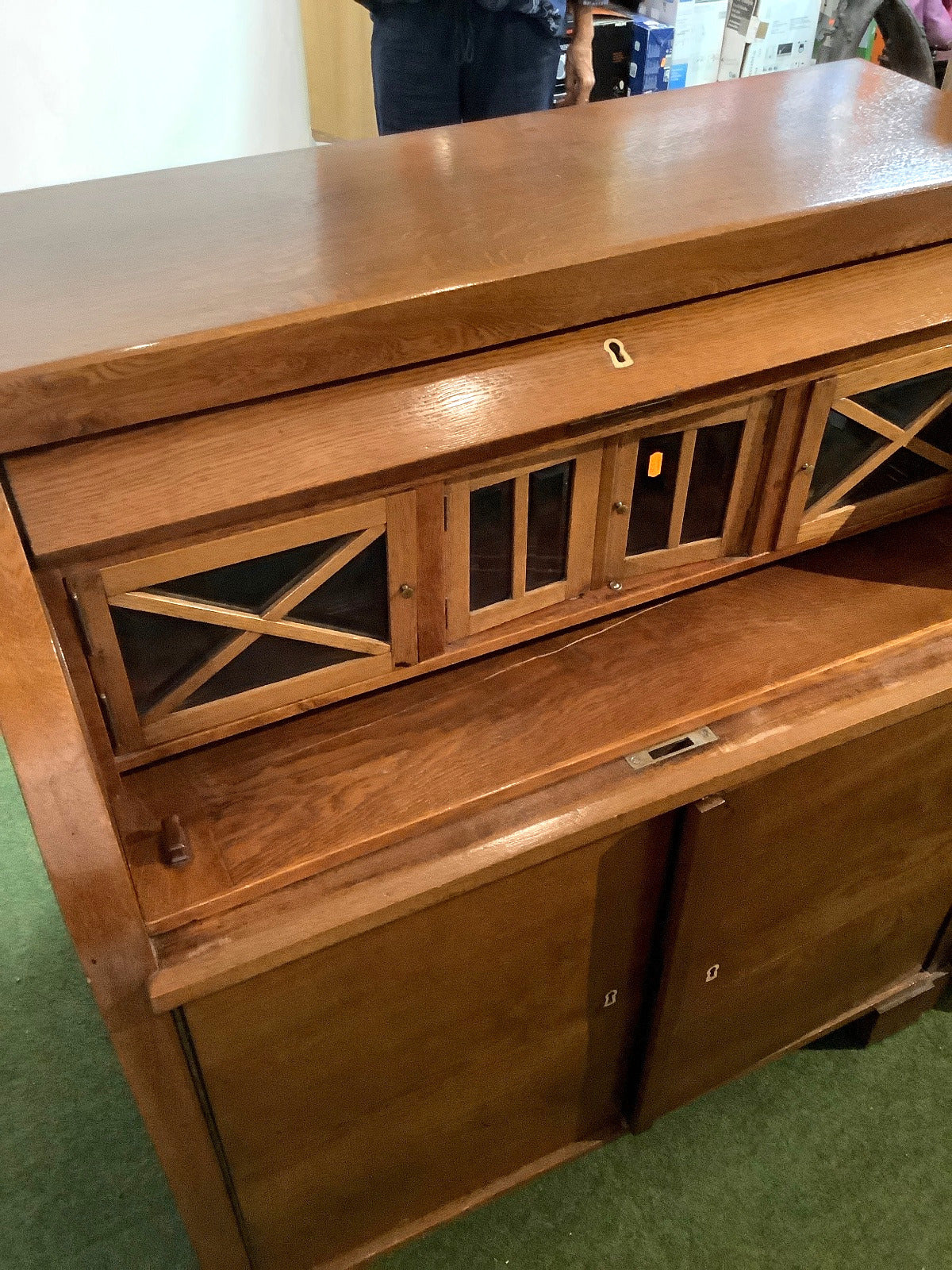 Rollladenschreibtisch - Eiche - Art Déco Sekretär - Schreibtisch  - Unterschrank