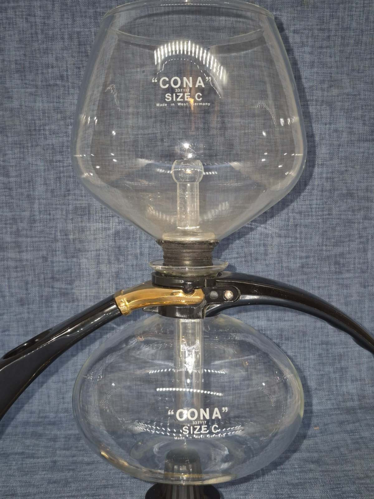 CONA Size C Siphon Vakuum Kaffeemaschine Glas Messing Vintage West Germany