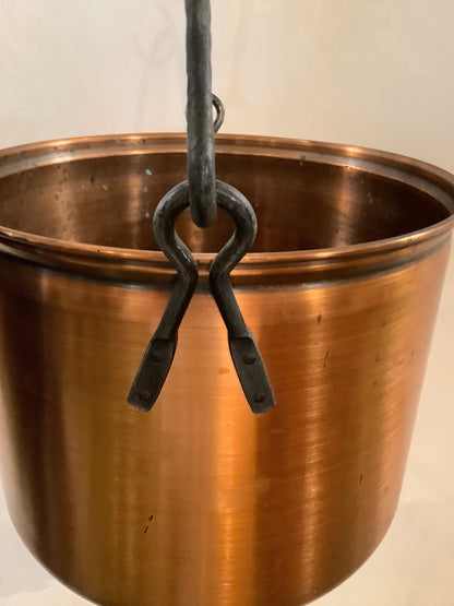 Kupfer Kessel Hängetopf mit Schmiedeeisen Bügel Vintage Landhaus Deko