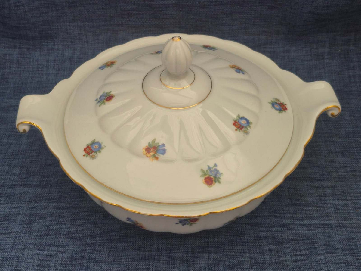 Thomas Bavaria Suppenterrine Porzellan Blumendekor Goldrand 4286 1950/60er