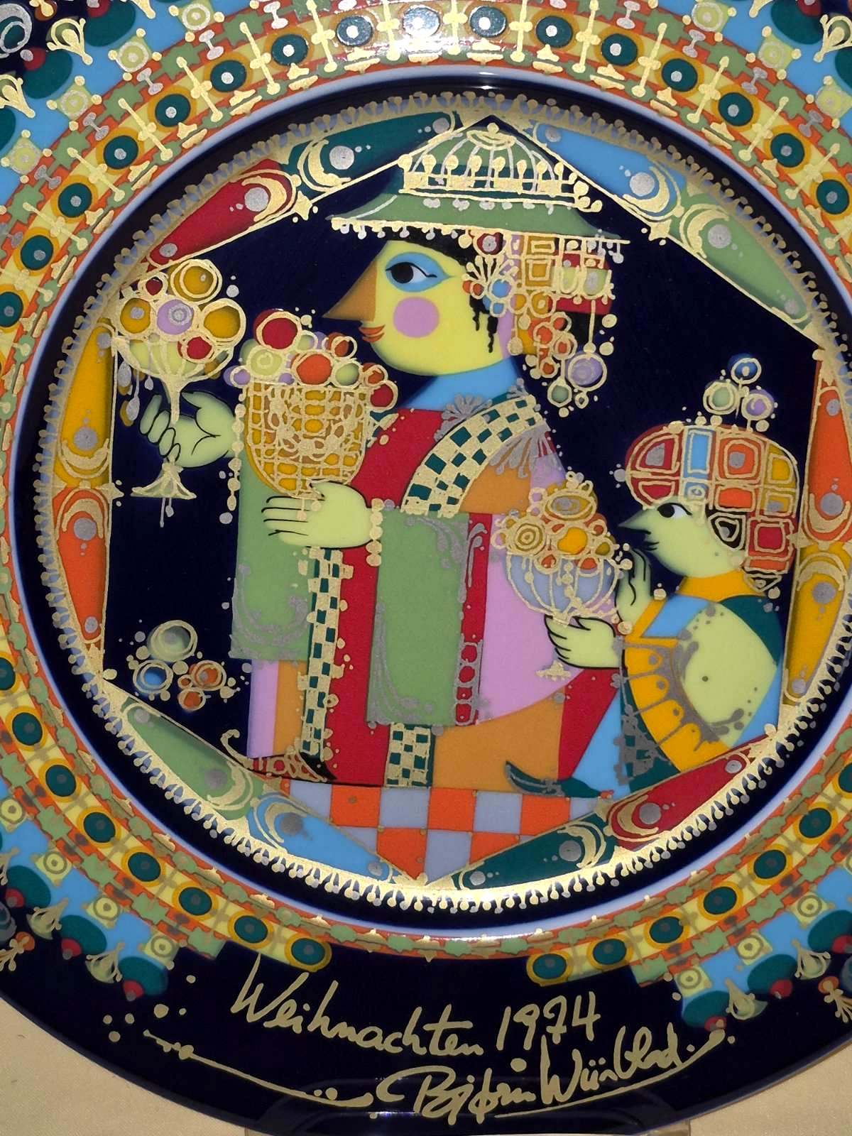 Rosenthal - Björn Wiinblad Weihnachtsteller 1974 Porzellan Sammlerteller  Handge