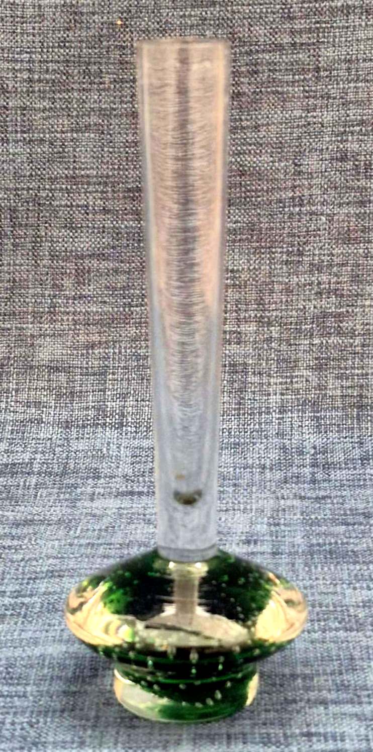 Orchideenvase - Solifleur Vase - Bubble-Glas - Smaragdgrün/klar - Mid Century -