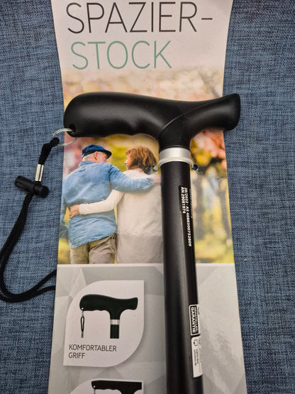 Spazierstock Teleskop höhenverstellbar 735-990mm Handschlaufe schwarz NEU