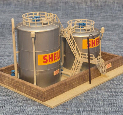 Kibri Shell Tanklager 2 Öltanks Modell Modelleisenbahn H0  Fabrikanlage Vintage