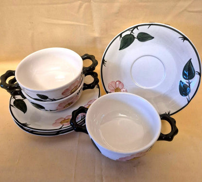 Villeroy & Boch "Wild-Rose" Suppentasse mit Untertasse 3er Set Handmalerei