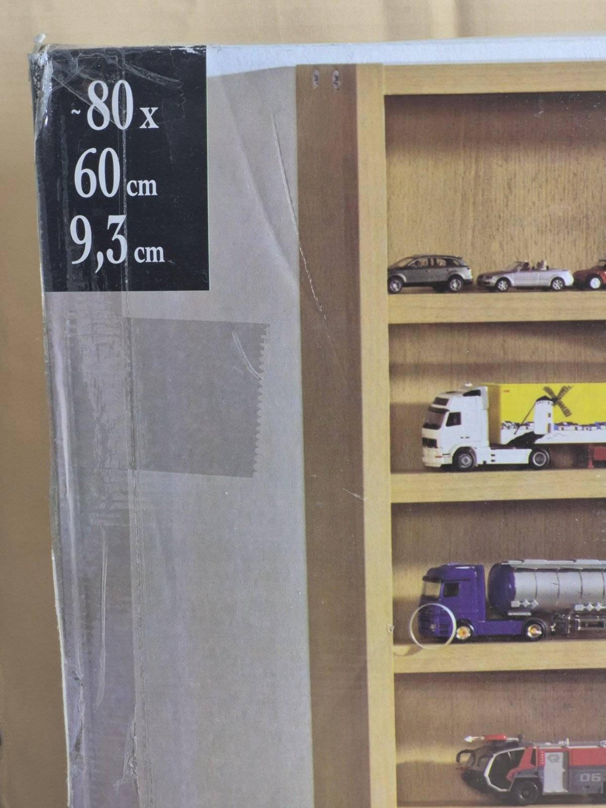Sammlervitrine Wandvitrine 80x60cm Glas Schiebetür Buche Modellauto Regal NEU