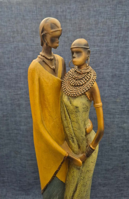 Afrikanische Massai Figurengruppe Skulptur Paar mit Kind Deko  Afrika ca 62 cm