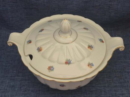 Thomas Bavaria xxl Suppenterrine Porzellan Blumendekor Goldrand 1950/60er