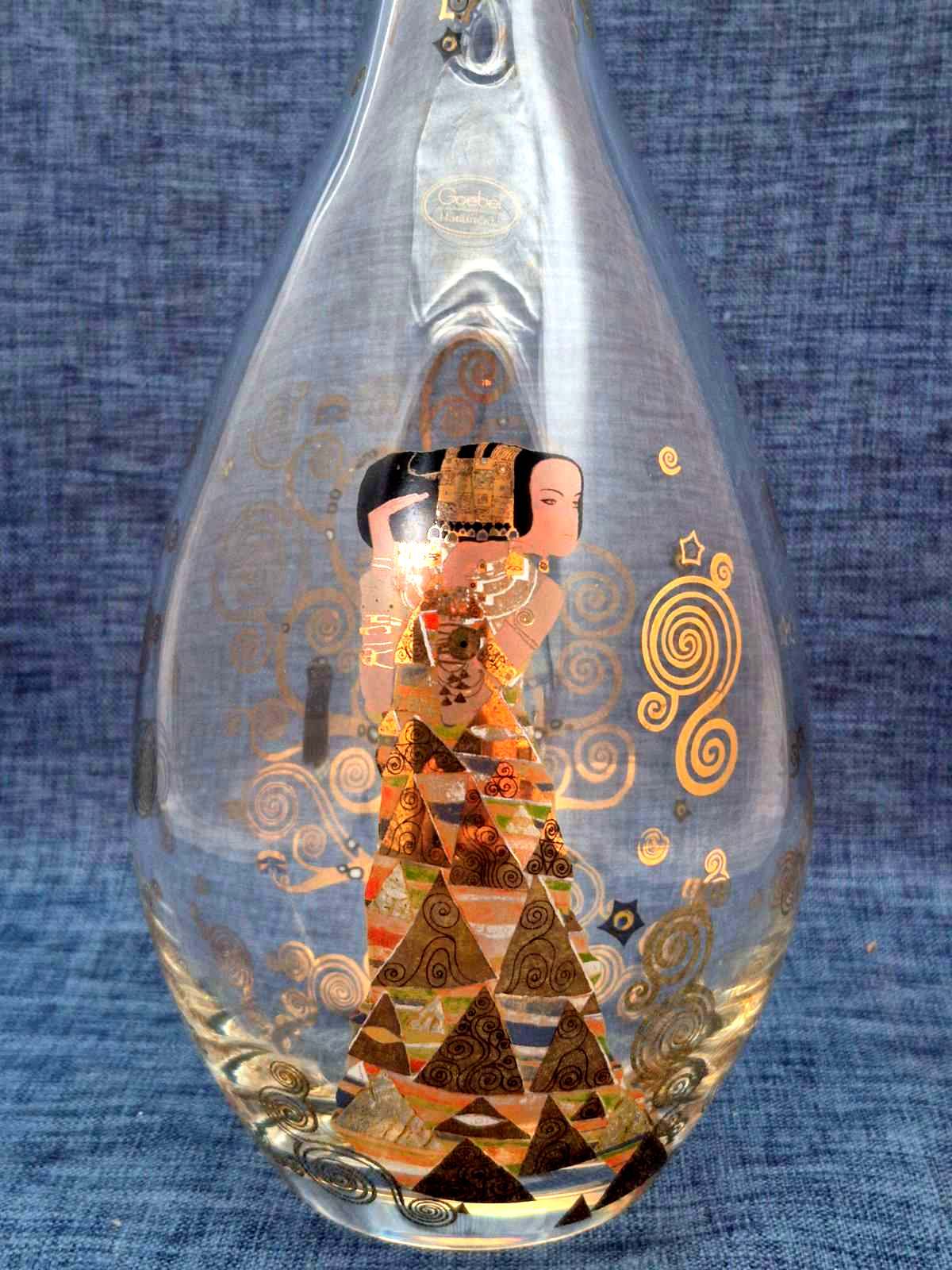Goebel Artis Orbis Glas Karaffe Gustav Klimt Lebensbaum Erwartung Stöpsel 37 cm