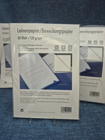 Zebra Leinenpapier Bewerbungspapier 120g/qm 60 Blatt je Pack 3x OVP