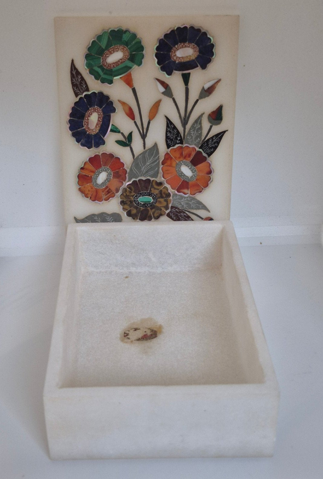 Marble Emporium Marmor Box Pietra Dura Edelstein Intarsien Blumen Indien Agra