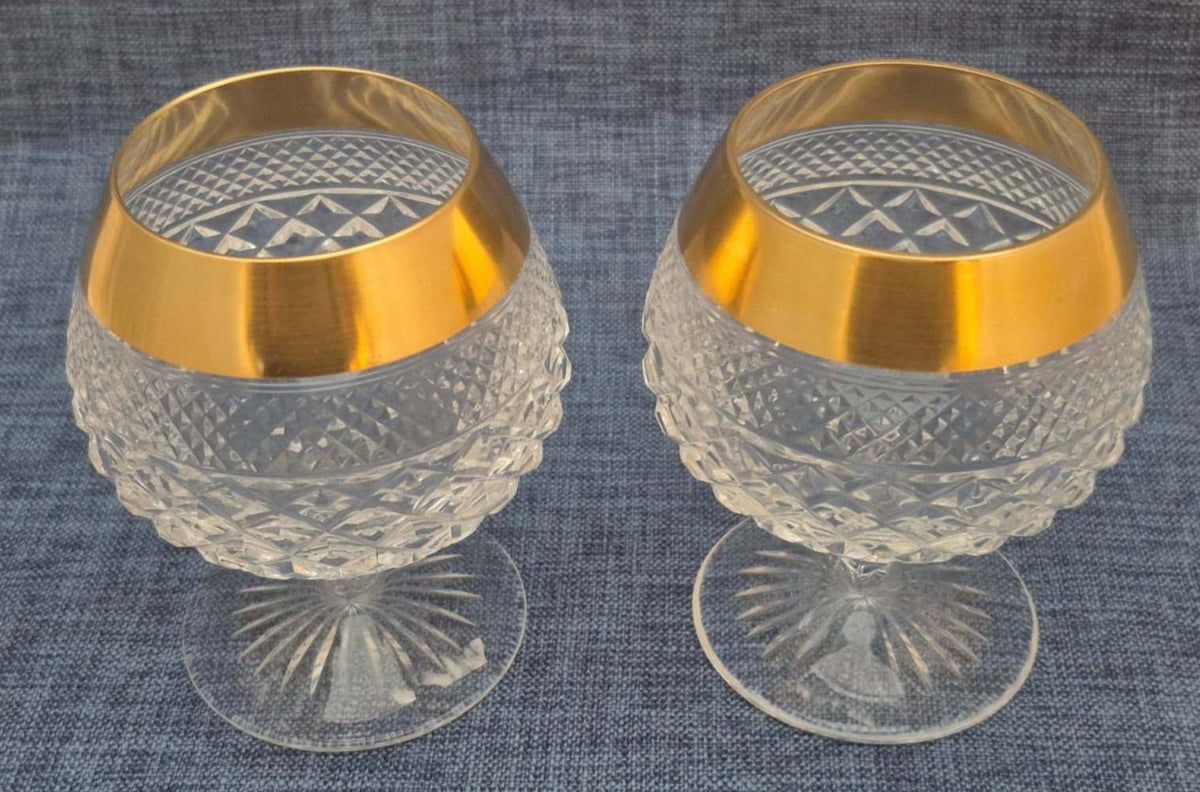 Josephinen Hütte - 2 Kristallglas Cognacschwenker - 24 Karat Golddekor