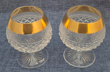 Josephinen Hütte - 2 Kristallglas Cognacschwenker - 24 Karat Golddekor