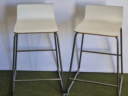 Ikea Sebastian - 2x Barhocker Holz Schichtholz weiß Chromgestell