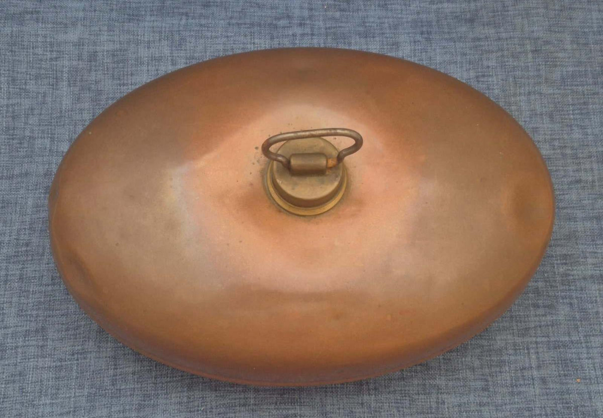 Wärmflasche Kupfer oval Messing Verschluss Bettflasche Bettwärmer alt