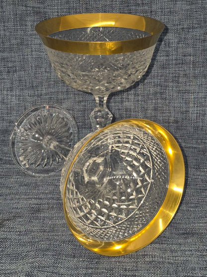 Josephinenhütte, Serie:Ernestine; 6 Champagner- Sektschalen, 24 Karat Gold