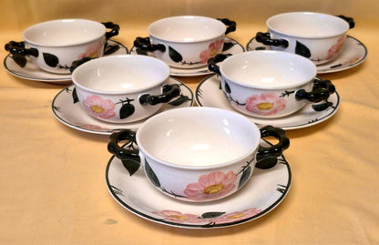 Villeroy & Boch - Wild-Rose - 6x Suppentasse mit Untertasse -Handmalerei Germany