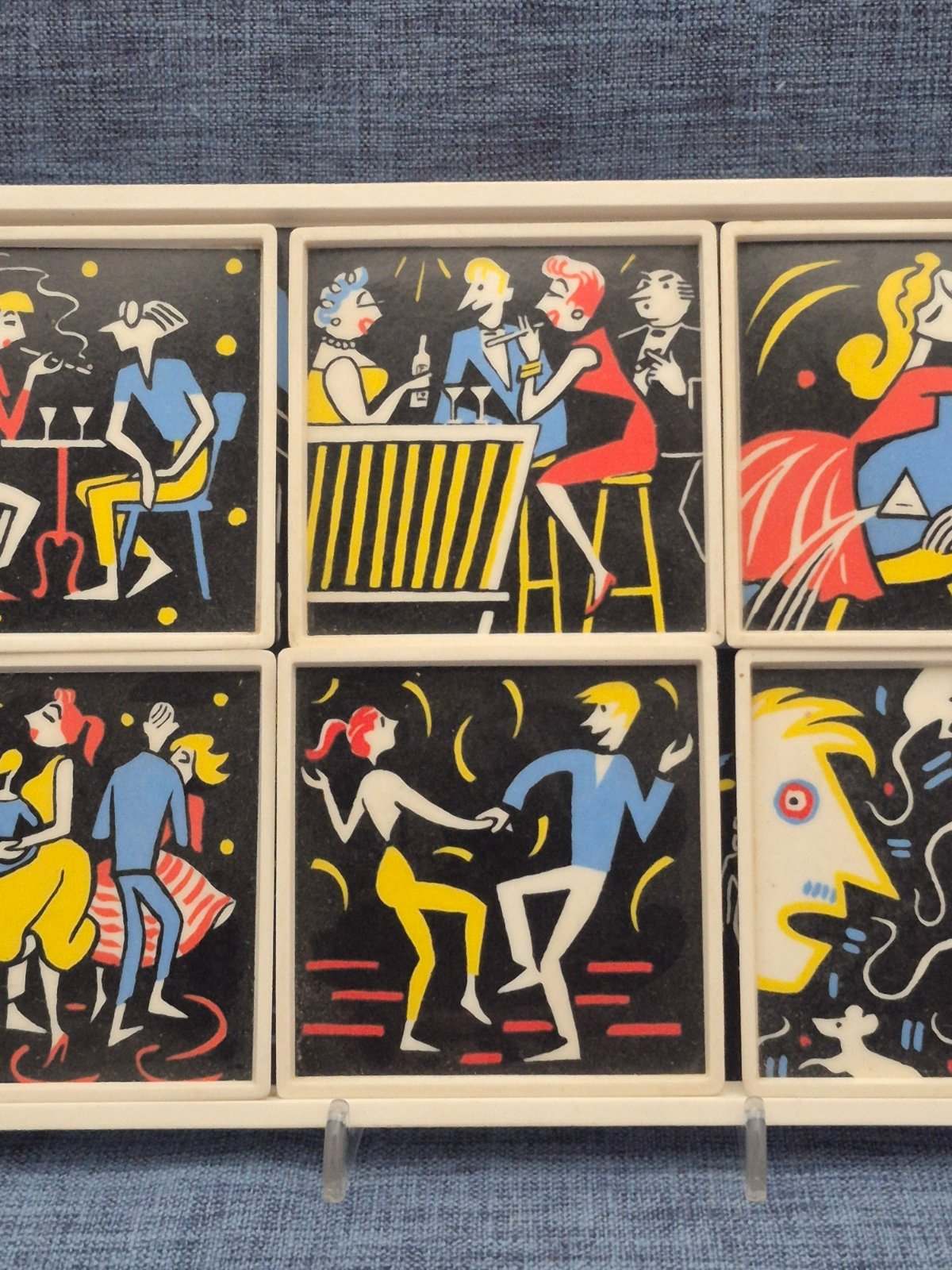 Tablett mit Untersetzern - ORNAMIN Presswerk Minden - 50/60er Jahre - Rarität