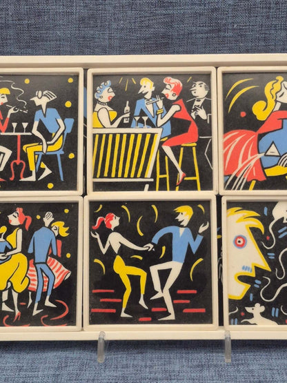 Tablett mit Untersetzern - ORNAMIN Presswerk Minden - 50/60er Jahre - Rarität