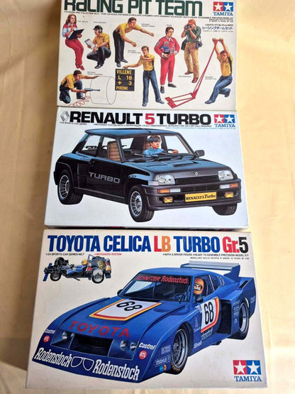 Tamiya 3x Modellbausatz - Renault 5 Turbo - Toyota Celica - Racing Pit Team 1:24