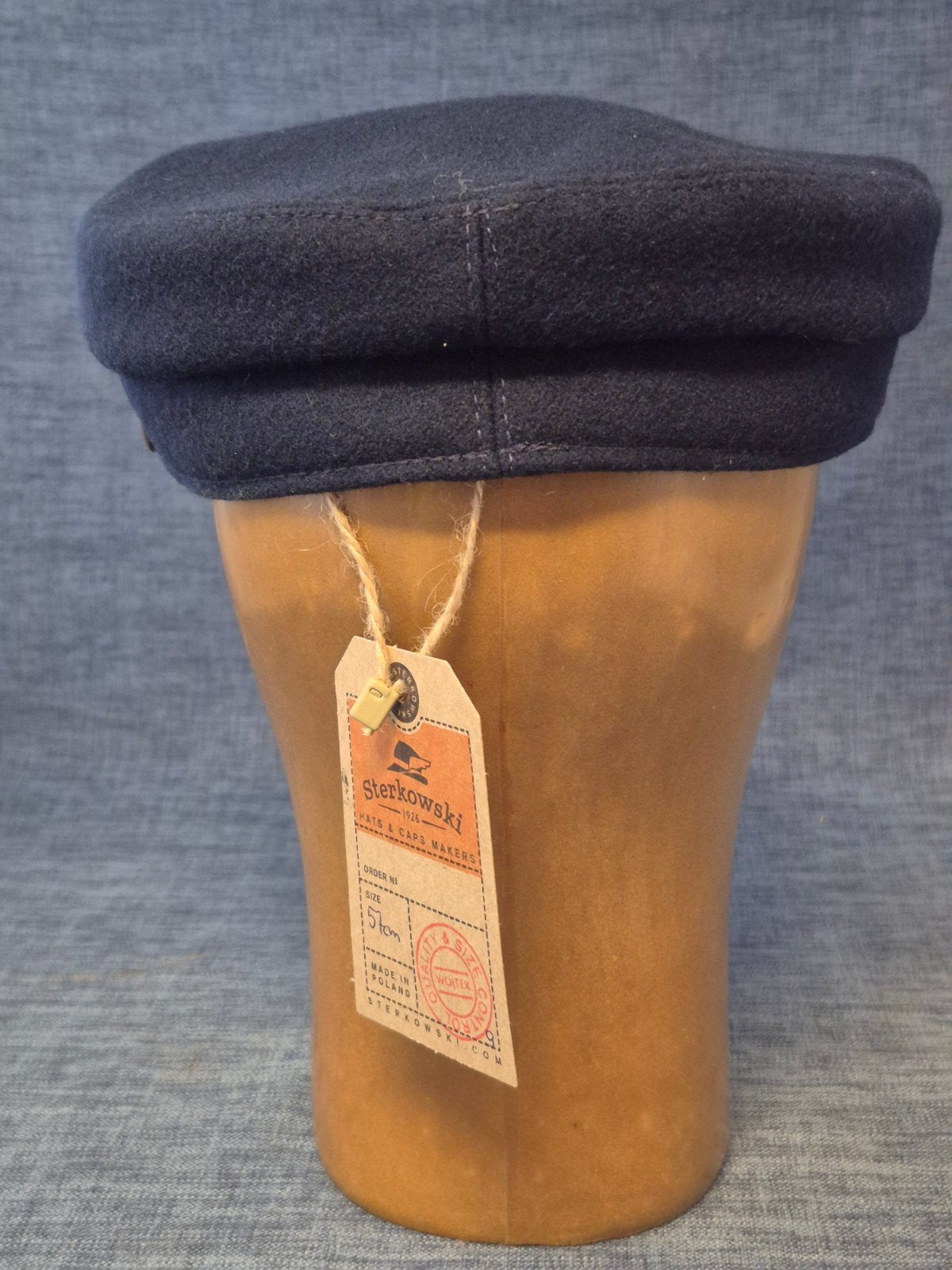 Sterkowski Fischermütze Schirmmütze Wolle Navy Blau Gr. 57 Made in Poland neu