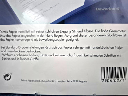Zebra Leinenpapier Bewerbungspapier A4 120g/qm 60 Blatt 3er Set NEU