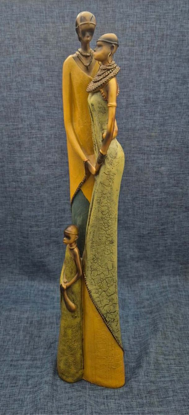 Afrikanische Massai Figurengruppe Skulptur Paar mit Kind Deko  Afrika ca 62 cm