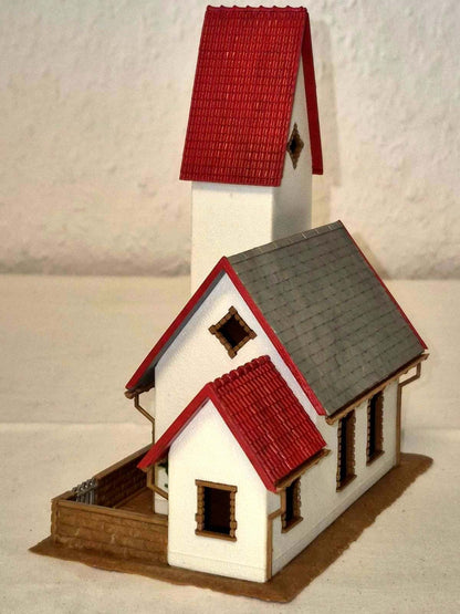 Faller B 326 Modellbahn Kirche Gebäude fertig gebaut Spur H0 Landkirche mit Turm