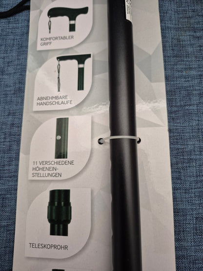 Spazierstock Teleskop höhenverstellbar 735-990mm Handschlaufe schwarz NEU
