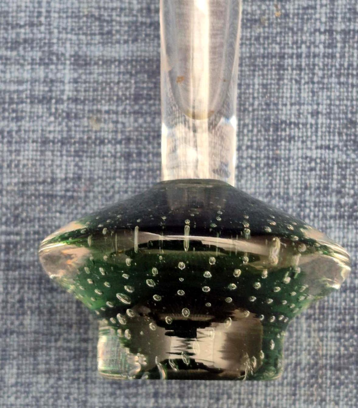 Orchideenvase - Solifleur Vase - Bubble-Glas - Smaragdgrün/klar - Mid Century -