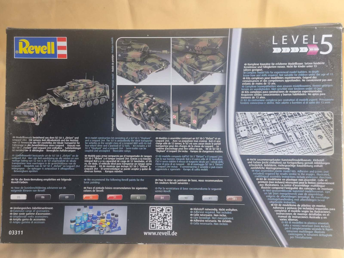 Revell 03311 SLT 50-3 Elefant Leopard 2A4 1:72 Modellbausatz 421 Teile Level 5