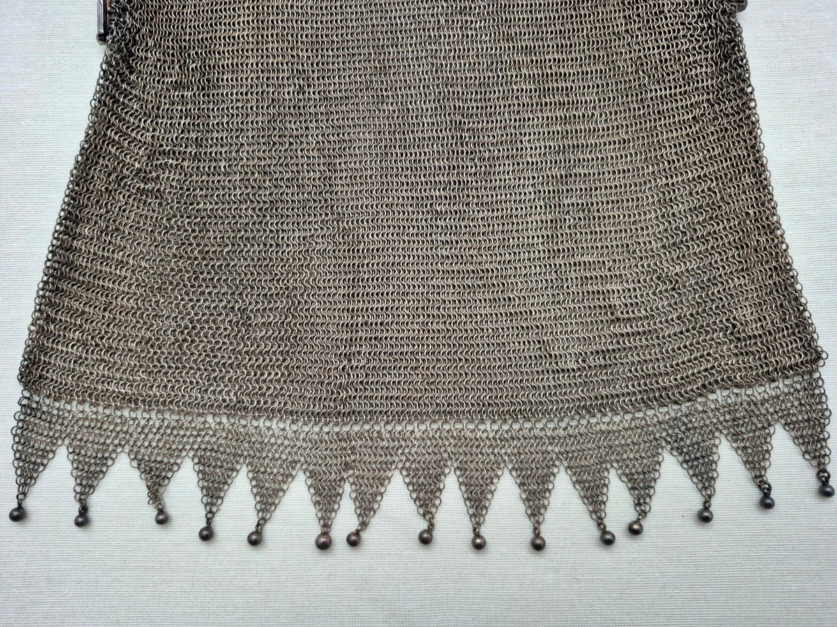 Antike Silber Mesh Abendtasche Kettentasche Jugendstil Vögel Dekor um 1900